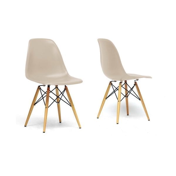 Eames Style Plastic Shell Dining Chairs Beige