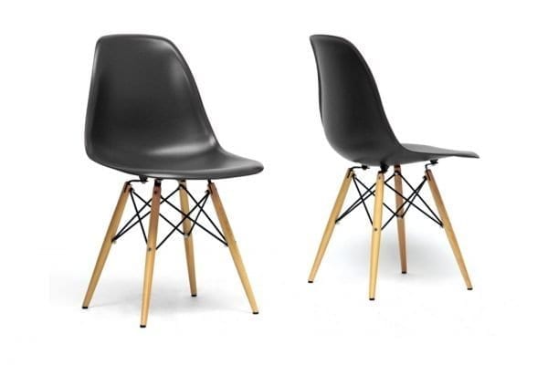 Eames DSW Style Molded Plastic Dining Chairs in Black