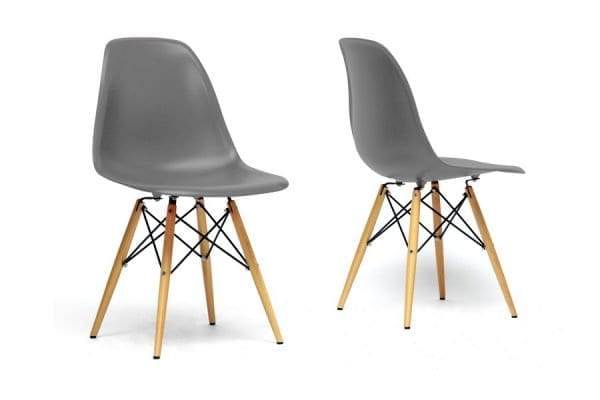 Eames DSW Style Molded Plastic Dining Chairs in Grey