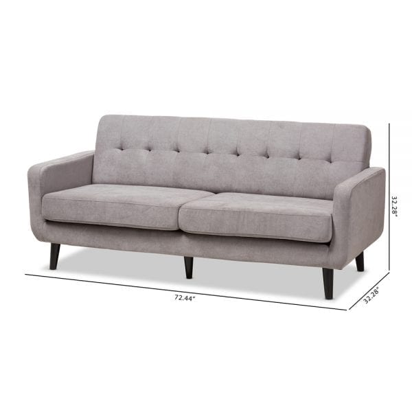 Carina Mid-Century Modern Light Grey Dimensions