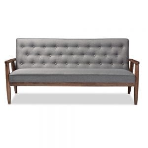 Sorrento Mid-Century Tufted Sofa Grey Main