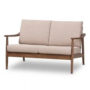 Venza Danish Modern Loveseat Brown Angle