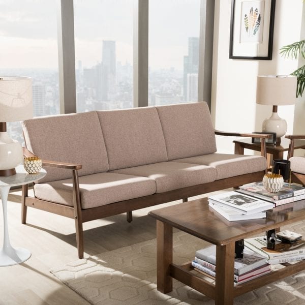Venza Danish Modern Sofa Brown Living Room