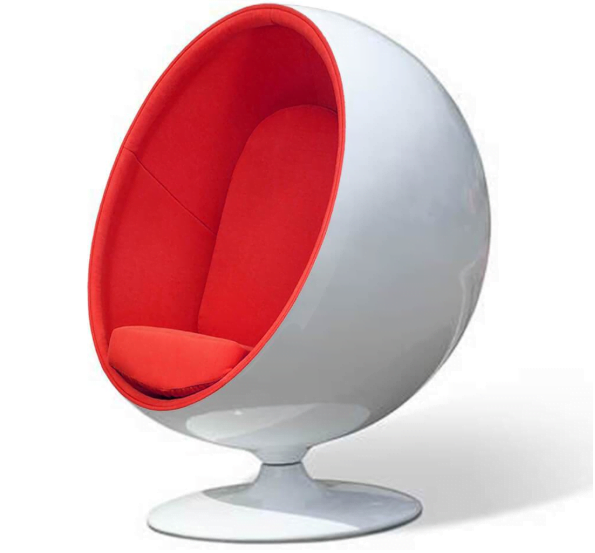 Ball Chair with Red Upholstery