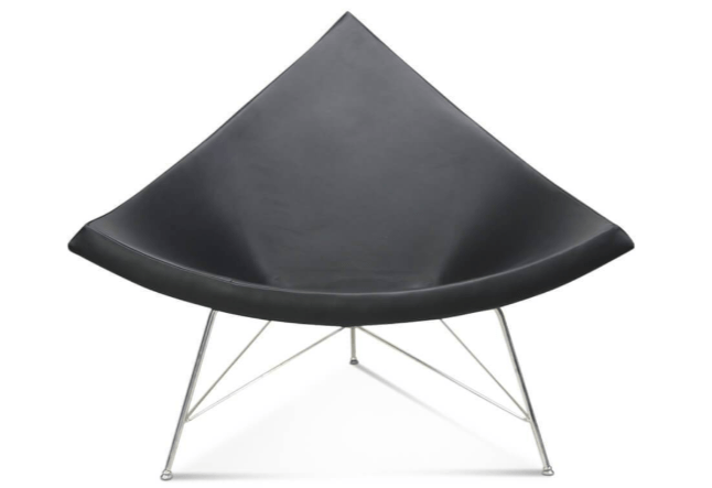 George Nelson Coconut Chair in Black Leather