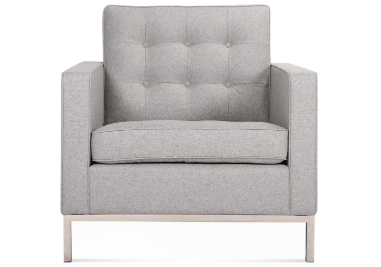 Florence Armchair in Light Grey Upholstery