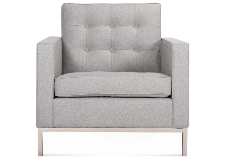 Florence Armchair in Light Grey Upholstery