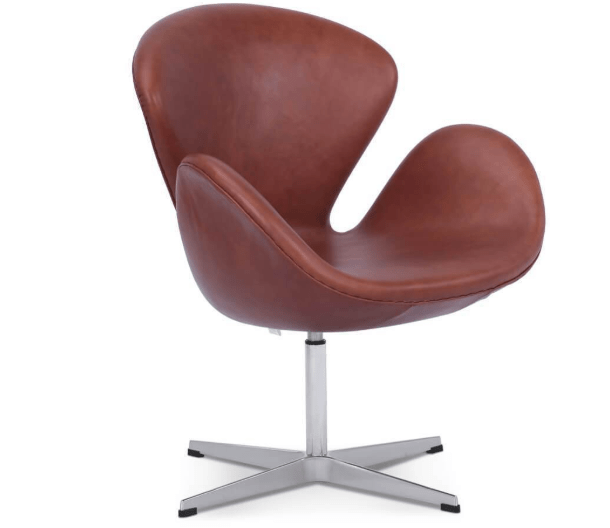 Arne Jacobsen Swan Chair in Brown Leather