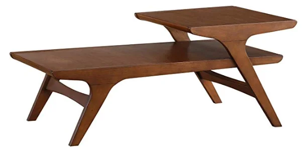 Homelegance Saluki Mid-Century Two-Tier Cocktail/Coffee Table, Cherry
