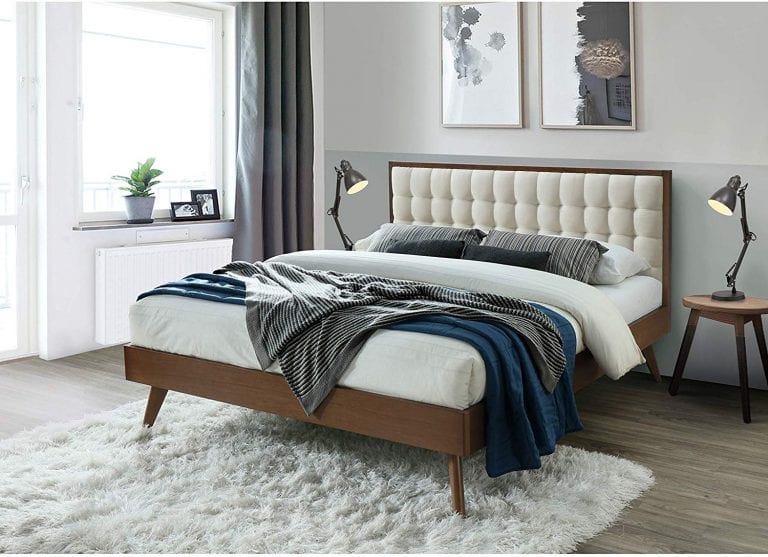 Soloman MidCentury Modern Tufted Platform Bed Mid Decco