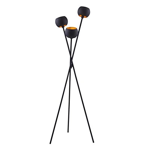 Archiology Black Floor Lamp with 3 Matte Black Globe Head