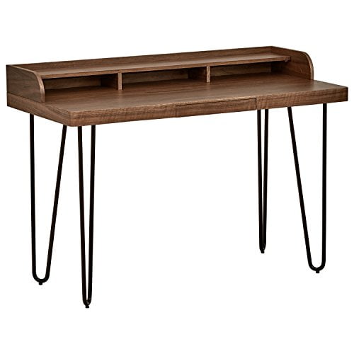 Rivet Modern Wood and Metal Hairpin Small Table Desk