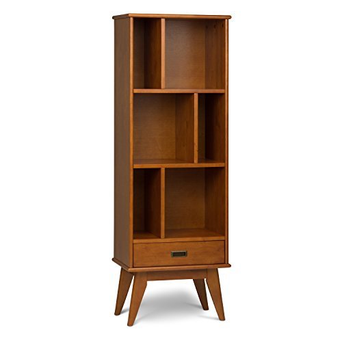 Draper Solid Hardwood 22 inch Mid Century Modern Bookcase, Teak Brown