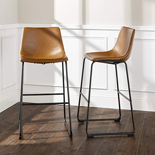 Industrial Faux Leather Barstool with Metal Legs