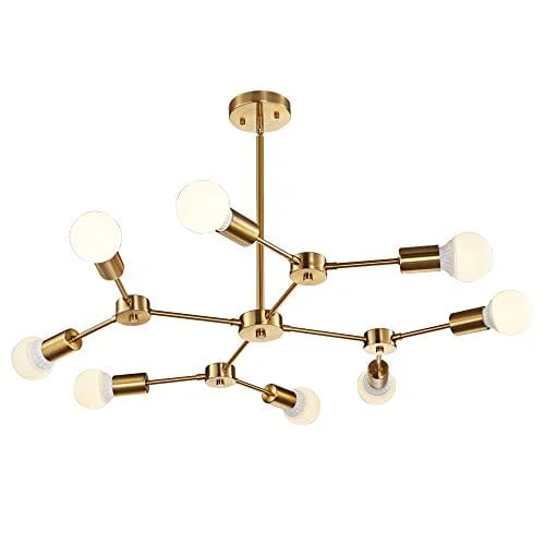 MELUCEE Brass Sputnik Chandelier 8-Light