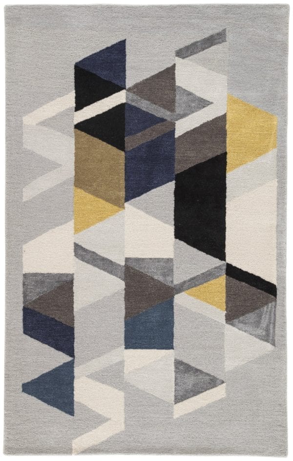 Apex Handmade Geometric Light Gray & Multicolor Area Rug