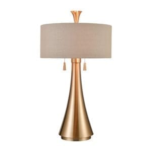 Confab 2-Light Table Lamp in Cafe Bronze with a Light Taupe Linen Shade