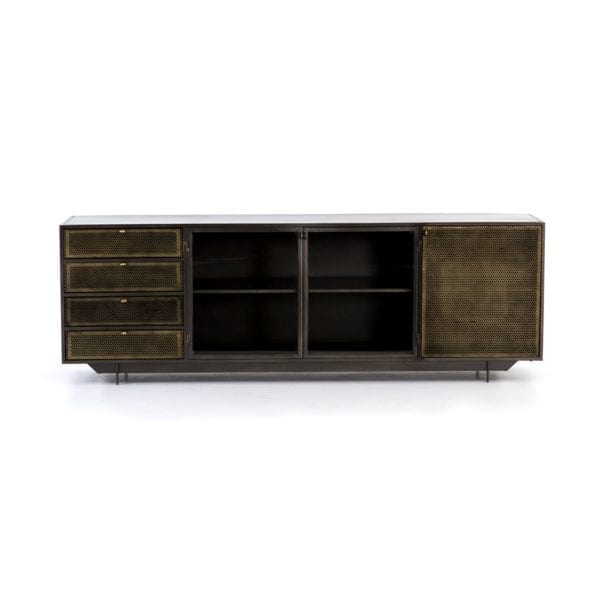 Hendrick Media Console in Perforated Brass